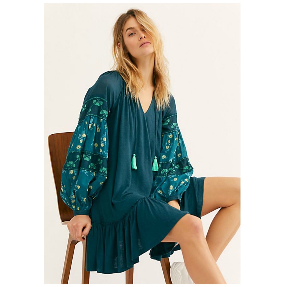 NWT Free People Jade Green Mix It Up Tunic/Dress - Picture 2 of 4
